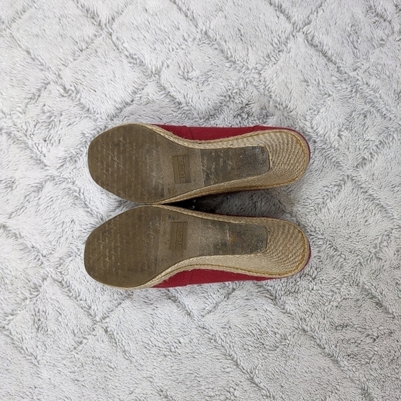 TOMS Wedge Sandals Women's 7 Red Crosshatch Jacquard Classic Espadrille - Picture 5 of 5